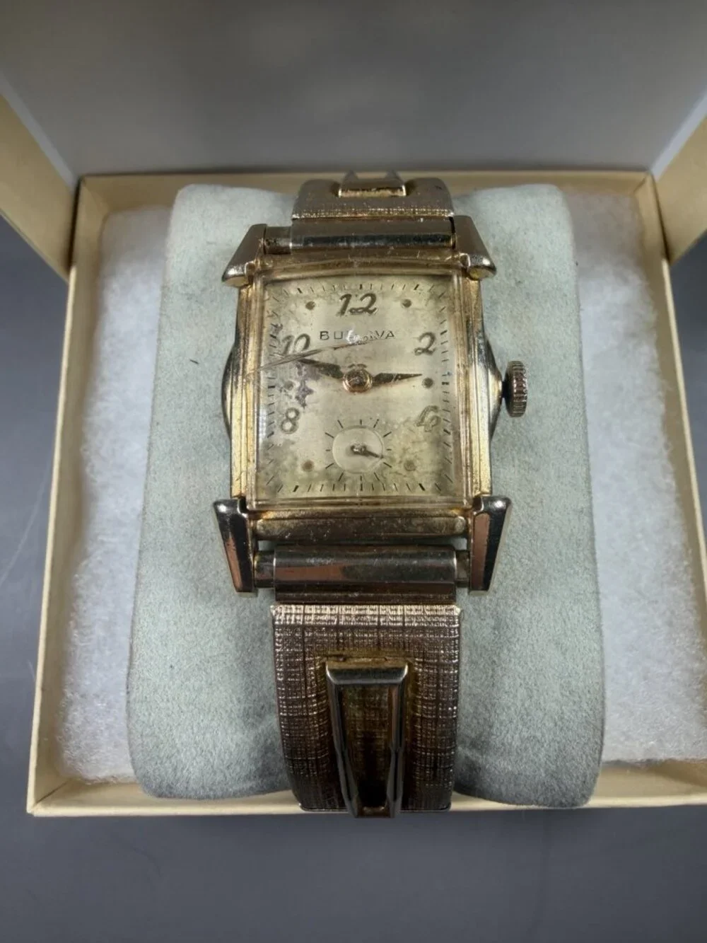 1953 Bulova L3 Curved Tank Manual Wind Wristwatch Small Seconds Runs? AS-IS VTG